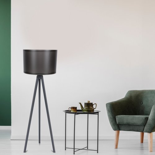 FLOOR LIGHTING WOODEN GRAY WITH BLACK HAT Φ38x145 cm