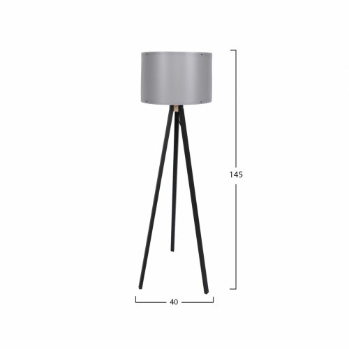 FLOOR LIGHTING WOODEN BLACK WITH GRAY HAT Φ38x145 cm
