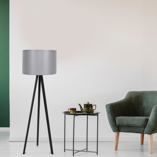 FLOOR LIGHTING WOODEN BLACK WITH GRAY HAT Φ38x145 cm