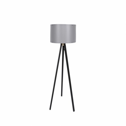 FLOOR LIGHTING WOODEN BLACK WITH GRAY HAT Φ38x145 cm