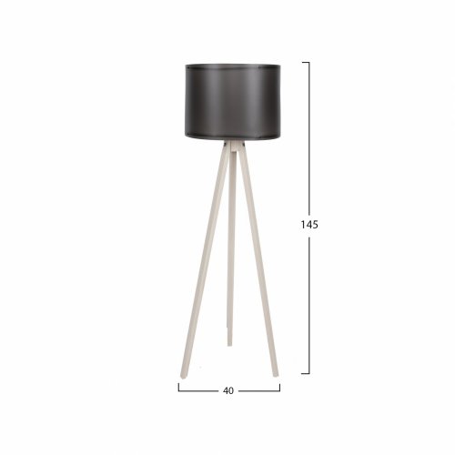 Stehlampe aus Holz in Ecru mit schwarzem Hut Φ38x145 cm