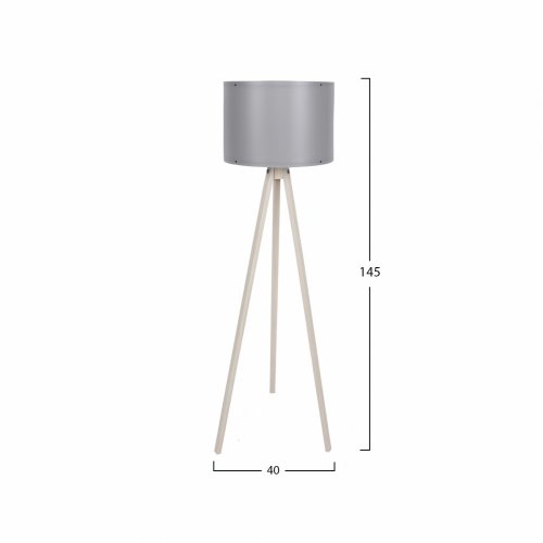 Stehlampe aus Holz in ekru mit grauem Hut Φ38x145 cm