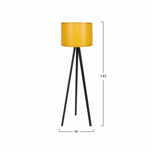 FLOOR LIGHT WOODEN BLACK WITH YELLOW HAT Φ38x145 cm.