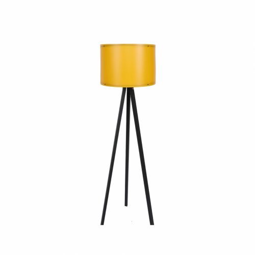 FLOOR LIGHT WOODEN BLACK WITH YELLOW HAT Φ38x145 cm.