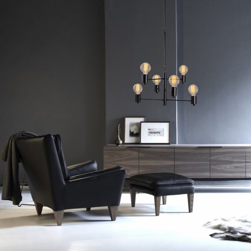 Hanging Lamp 6 lights metal black 61Χ61Χ146 cm