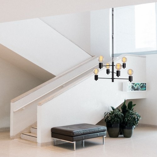 Hanging Lamp 6 lights metal black 61Χ61Χ146 cm
