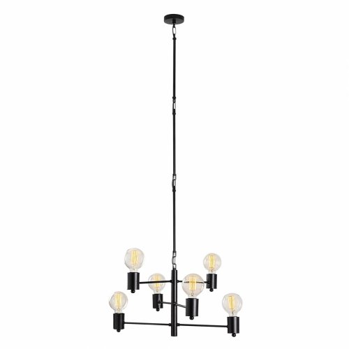 Hanging Lamp 6 lights metal black 61Χ61Χ146 cm