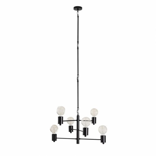 Hanging Lamp 6 lights metal black 61Χ61Χ146 cm