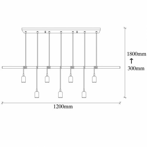 Hängelampe 7Lichter Metall Schwarz 120Χ10Χ180 cm