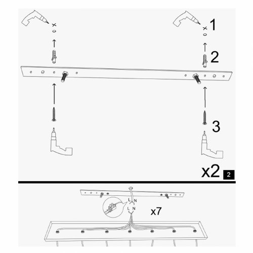 Hängelampe 7Lichter Metall Schwarz 120Χ10Χ180 cm