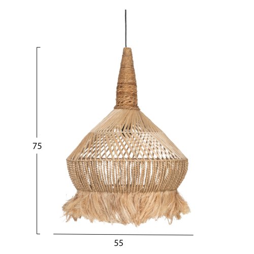 DECKENANHÄNGER AUS ABACA- UND BANANENFASERN, NATÜRLICHE FARBE 55x55x75Hcm