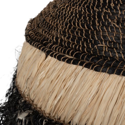 DECKENLAMPE MIT SISAL- UND ABACA-FASERKAPPE IN NATURSCHWARZ 50x50x60Hcm