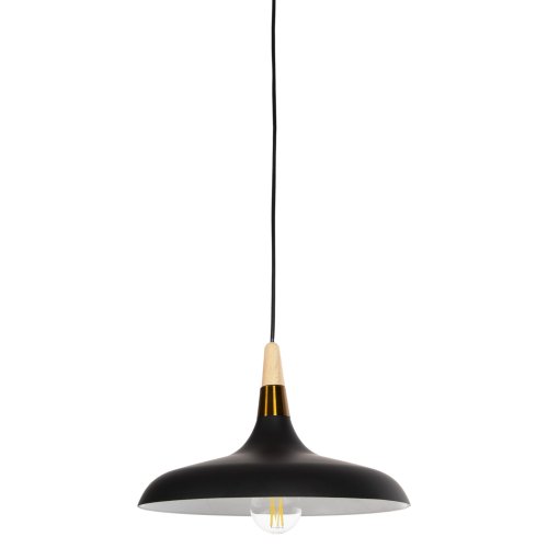 DECKENHÄNGELEUCHTE SCHWARZES METALL-HOLZDETAIL AUF DER OBERSEITE 35x35x112H cm