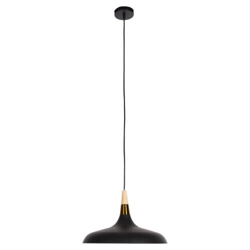 DECKENHÄNGELEUCHTE SCHWARZES METALL-HOLZDETAIL AUF DER OBERSEITE 35x35x112H cm
