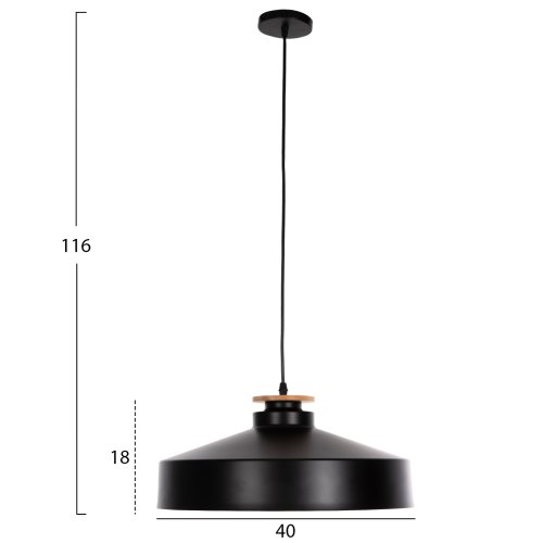 HÄNGELEUCHTE DECKENLEUCHTE SCHWARZ-METALL HUT Φ40x116H