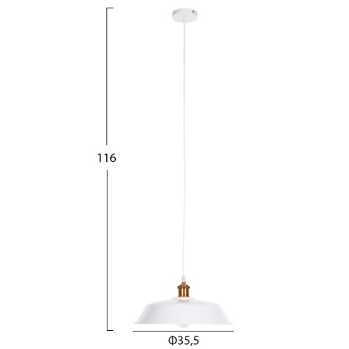 DECKENHÄNGELEUCHTE WEISSES METALL-GOLDENDETAIL AUF DER OBERSEITE Φ35,5x116Hcm