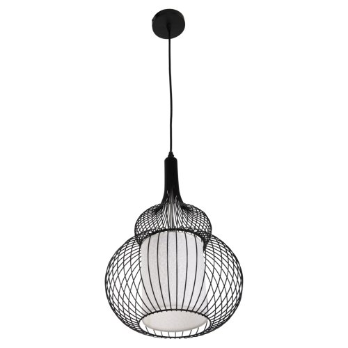 DECKENHÄNGELEUCHTE SCHWARZES METALL-WEIßES TUCH Φ30x115H cm