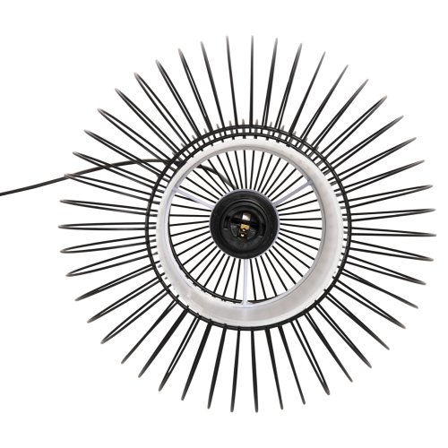 DECKENHÄNGELEUCHTE SCHWARZES METALL-WEIßES TUCH Φ30x115H cm