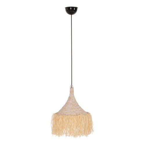 DECKENHÄNGELEUCHTE FRANSEN AUS PALMENBLATTFASER IN NATÜRLICHER FARBE Φ53x45Hcm