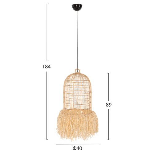DECKENHÄNGELEUCHTE PALMENBLATTFASERN IN NATÜRLICHER FARBE Φ40x55Hcm
