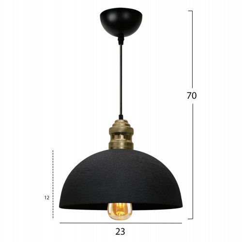 HÄNGELAMPE SCHWARZ HALBKUGEL 70CM HÖHE