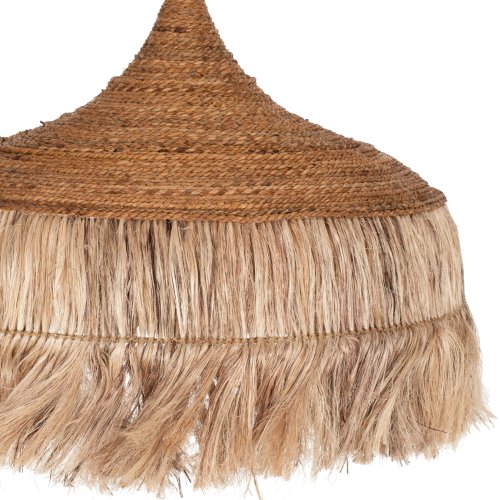 DECKENANHÄNGER MIT FRANSEN AUS ABACA IN NATÜRLICHER FARBE 80x80x70Hcm