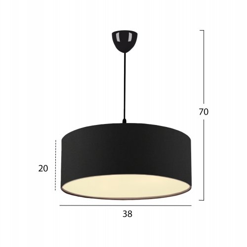 HÄNGELAMPE MIT SCHWARZEM STOFF IN SCHWARZ 70CM HÖHE