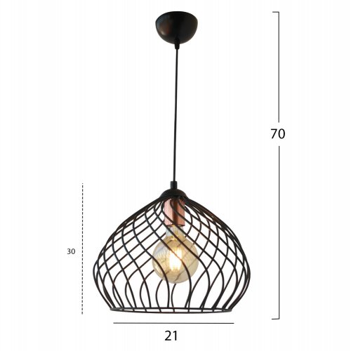 BLACK METALLIC CEILING LIGHT 70CM HEIGHT E27