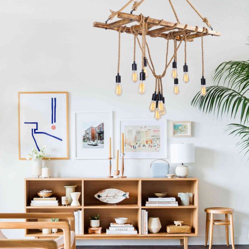 Industrial ceiling lamp in a rustic style in a natural shade