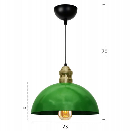 HÄNGELAMPE HELLGRÜN SCHWARZ HALBKUGEL 70CM HÖHE