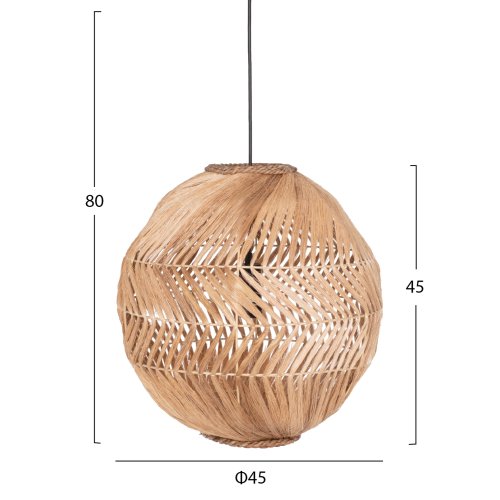 KUGELFÖRMIGE DECKENBELEUCHTUNG AUS ABACA-FASERN IN NATÜRLICHER FARBE Φ45x45-80 cm