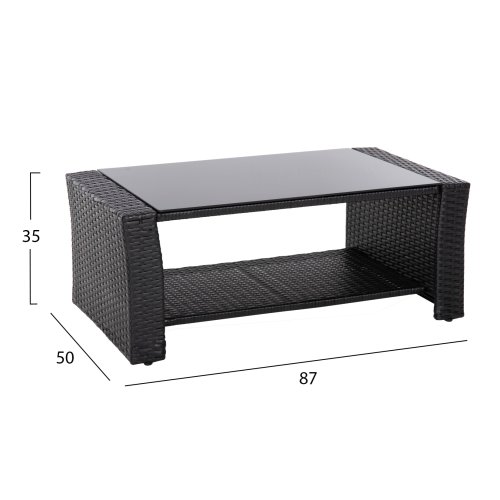 OUTDOOR LOUNGE 4-TEILIGES SET SYNTHETISCHES RATTAN IN ANTHRAZIT-BEIGE KISSEN