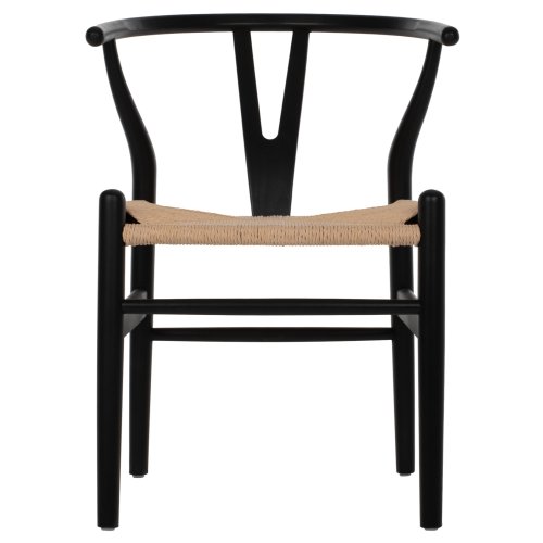 ESSZIMMERSTUHL BUCHENHOLZ SCHWARZ-SEIL BEIGE 48x55x73,5cm
