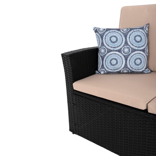 OUTDOOR LOUNGE 4-TEILIGES SET SYNTHETISCHES RATTAN IN ANTHRAZIT-BEIGE KISSEN