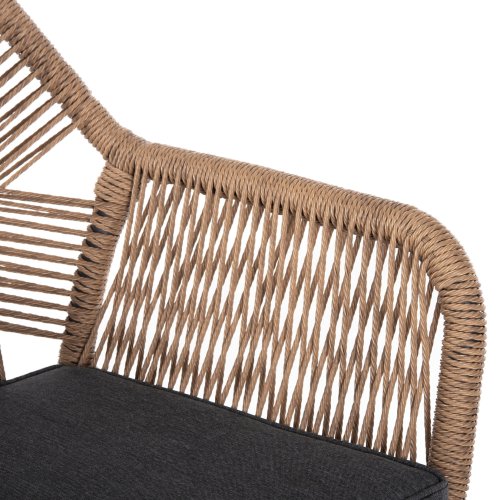 SESSEL ALUMINIUM ANTHRAZIT-PE RATTAN BEIGE-KISSEN ANTHRAZIT57x65x84Hcm