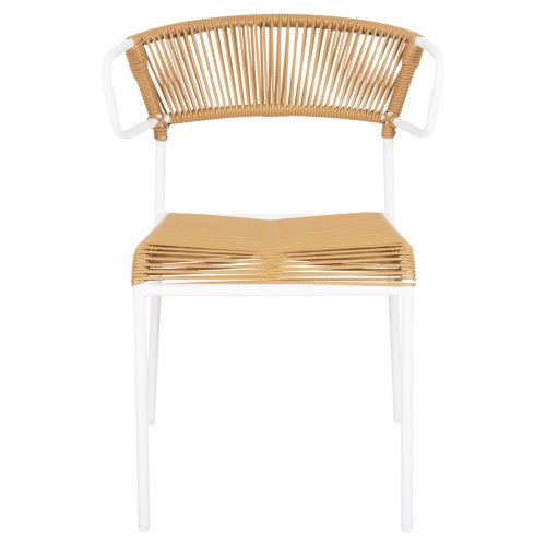 STUHL METALL IN WEISS UND SYNTHETISCHES RATTAN IN NATÜRLICHER FARBE 54x62x80Hcm