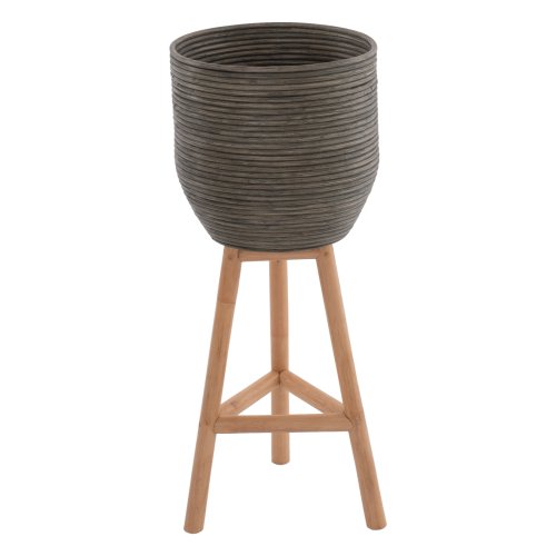 FLOWERPOT RATTAN WITH BAMBOO LEGS 31x30x80cm NATURAL-GREEN