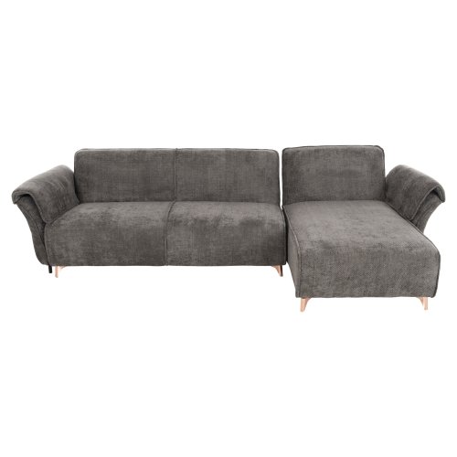 ECKSOFA MIT WENDBAREM SCHLAFMODELL MAILO, STOFF IN DUNKELGRAU – BEINE AUS METALL, 300 x 150 x 80 cm