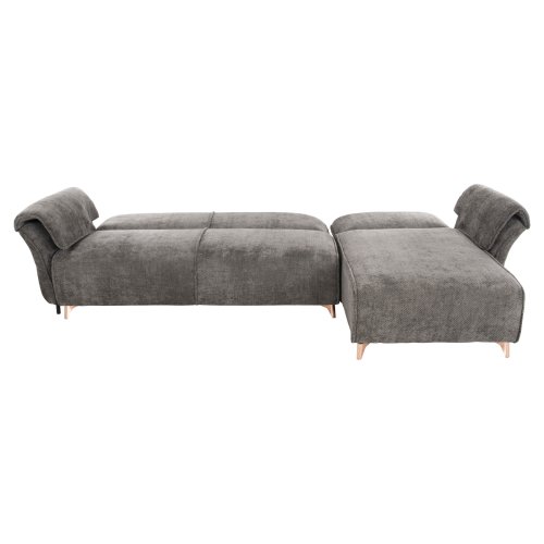 ECKSOFA MIT WENDBAREM SCHLAFMODELL MAILO, STOFF IN DUNKELGRAU – BEINE AUS METALL, 300 x 150 x 80 cm