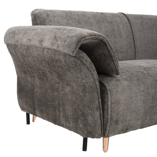 ECKSOFA MIT WENDBAREM SCHLAFMODELL MAILO, STOFF IN DUNKELGRAU – BEINE AUS METALL, 300 x 150 x 80 cm