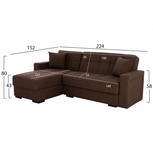 ECKSOFA "CAIDEN" BRAUN 224x152x80 cm WW3190.02