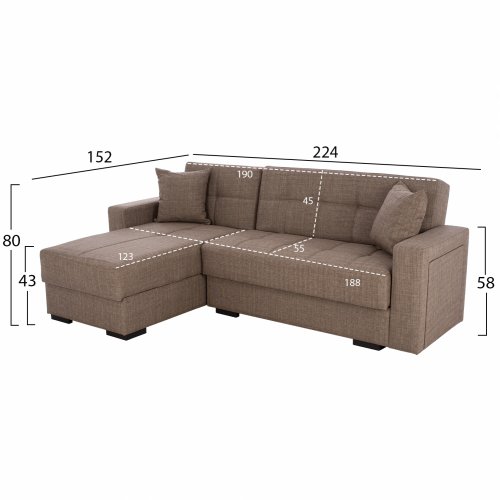 ECKSOFA "CAIDEN" BEIGE 224x152x80 cm WW3190.03