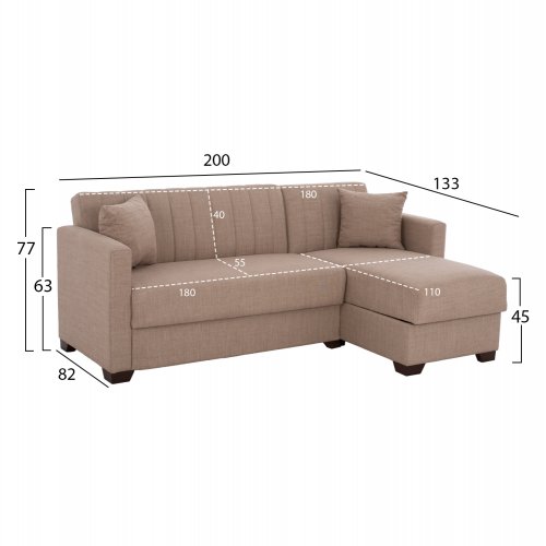 Ecksofa, 200x133x77cm, beige