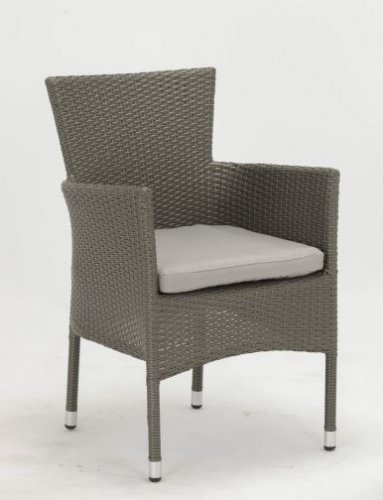 Outdoor Sessel stapelbar aus Aluminium in Grau Rattan Look