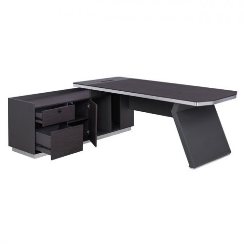 Professional office table Rosewood "LEFT" made of high-quality melamine in gray and wenge colors