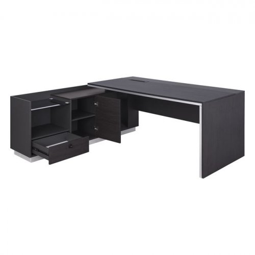 Professional office table Rosewood "LEFT" made of stepped melamine in gray and wenge colors (180x170x76 cm)