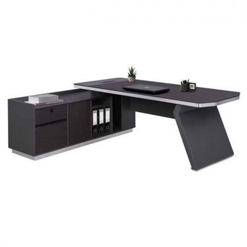 Professional office table Rosewood "LEFT" made of high-quality melamine in gray and wenge colors