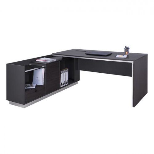 Professional office table Rosewood "LEFT" made of stepped melamine in gray and wenge colors (180x170x76 cm)