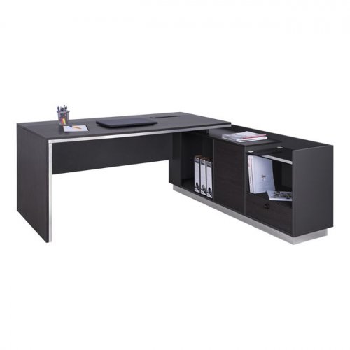 Professional office table Rosewood "RIGHT" made of stepped melamine in gray and wenge colors (180x170x76 cm)