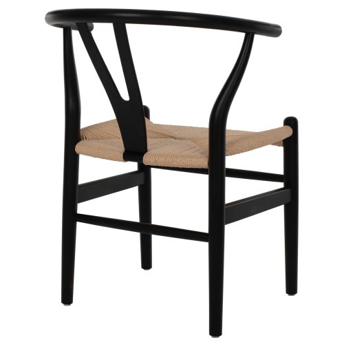 ESSZIMMERSTUHL BUCHENHOLZ SCHWARZ-SEIL BEIGE 48x55x73,5cm